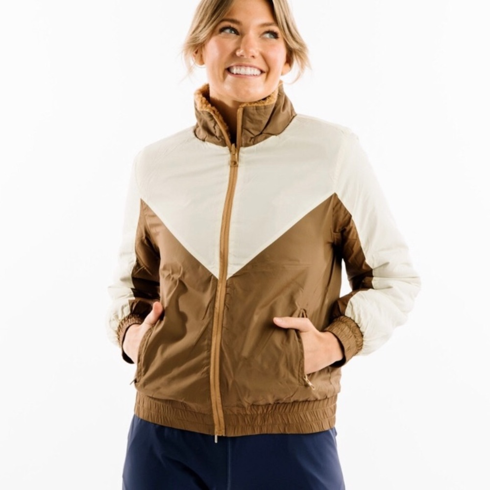 Sz M: ZYIA Camel Sierra Fleece Reversible Jacket